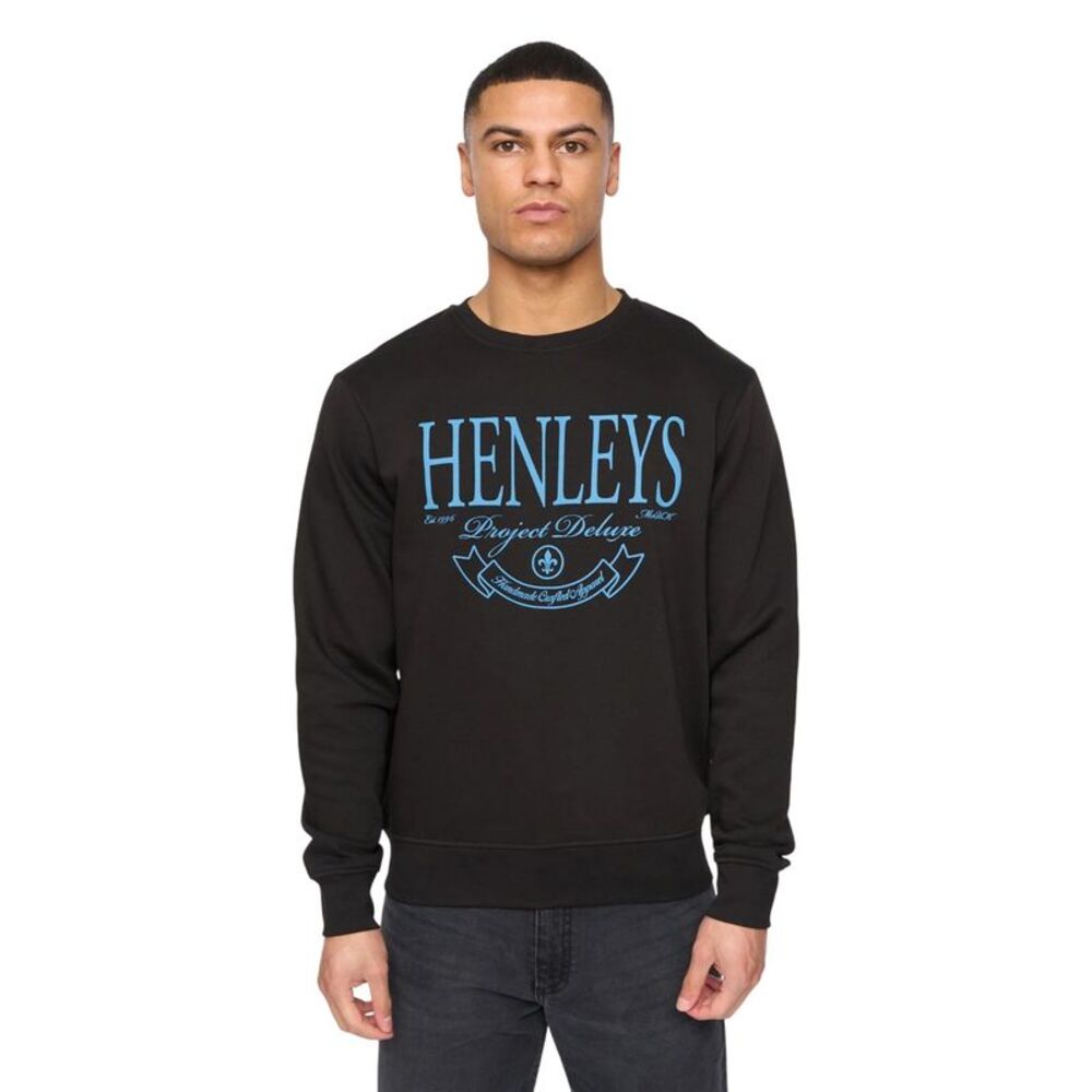 Henleys Mens Henbank Crew Neck Sweatshirt / Black